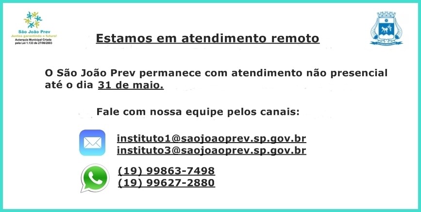 Atendimento no São João Prev permanece  remoto